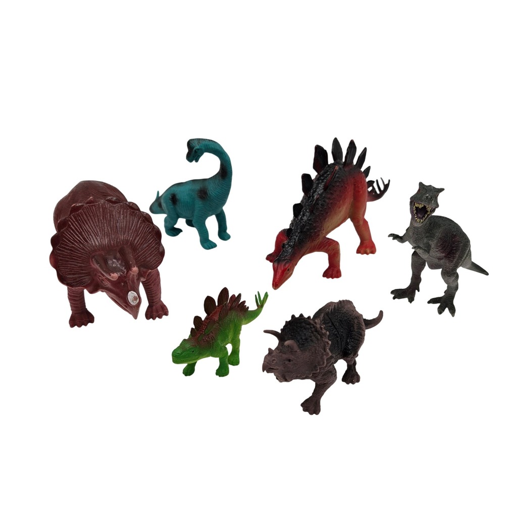Dinosaur Action Figure Lot of 6 Triceratops T-Rex Stegosaurus‎ Brachiosaurus Toy